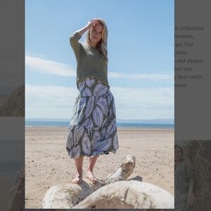 MARBLE Olive and White Maxi A-Line Skirt Resort Wear